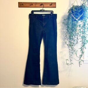 Express Black Bell Flare Mid Rise Jeans with Lurex Detail Size 14 Long